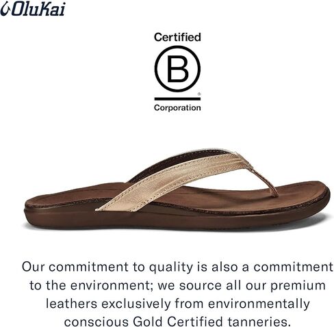 OLUKAI 'Aukai Women's Beach Sandals, Soft Leather Flip-Flop Slides with Non Marking Outsoles, Lightweight & All-Day Comfort in Saudi Arabia