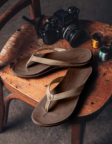 OLUKAI 'Aukai Women's Beach Sandals, Soft Leather Flip-Flop Slides with Non Marking Outsoles, Lightweight & All-Day Comfort in Saudi Arabia