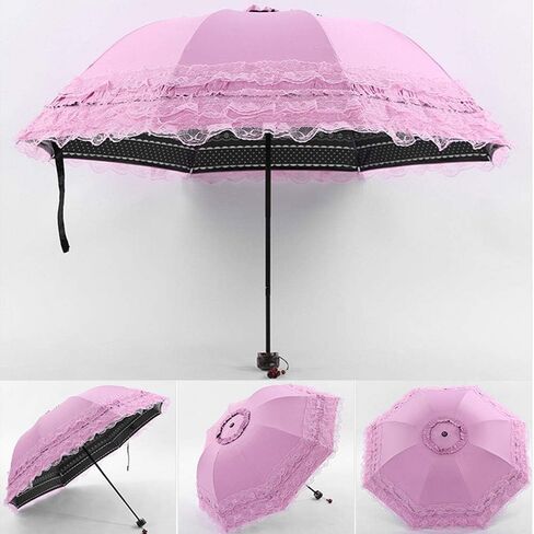 FoldCompact Sun&Rain Travel Umbrella Lightweight, Pink Purple, Size One_Size (pink purple) in Saudi Arabia