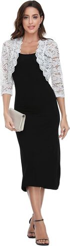 MISS MOLY Women's 3/4 Sleeve Sheer Floral Lace Bolero Shrug Top Cardigan in Saudi Arabia