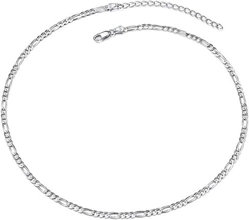 PROSTEEL 925 قلادة من الفضة الإسترلينية الكوبية، سلاسل فيجارو أنيقة، صلبة ولامعة، 3 مم/5 مم، 14-28 بوصة، تأتي في صندوق هدايا in Kuwait