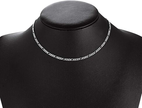 PROSTEEL 925 قلادة من الفضة الإسترلينية الكوبية، سلاسل فيجارو أنيقة، صلبة ولامعة، 3 مم/5 مم، 14-28 بوصة، تأتي في صندوق هدايا in Kuwait