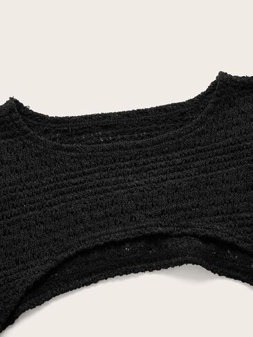 Cozyease Women's Long Sleeve Crochet Top Y2k Knit Crop Top Bolero Shrug Sweater Streewear in Saudi Arabia