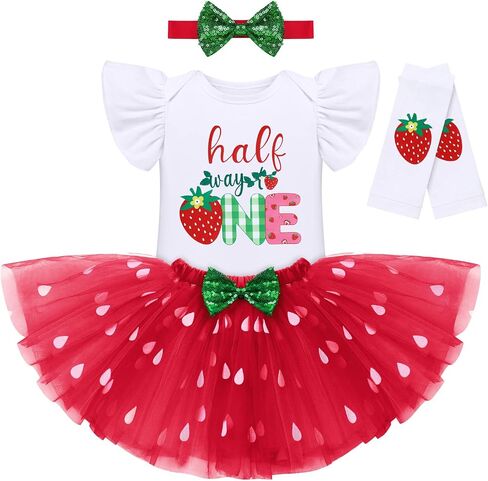 IBTOM CASTLE Baby Girls Pineapple/Strawberry/Avocado/Lemon Fruit Birthday Party Outfit Tutu Skirt Leggings 4pcs Clothes Set in Kuwait