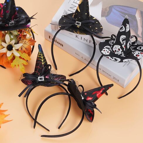 Sucrain 5 Pcs Halloween Mini Pointy Witch Hat Headband Costume Dress up Cosplay Accessories in Saudi Arabia