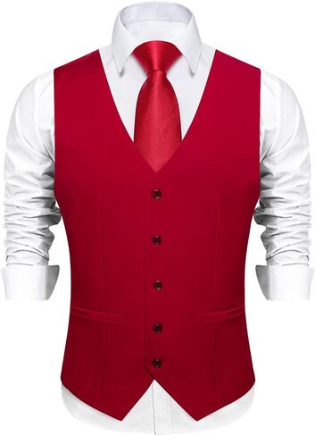 DiBanGu Mens Suit Vest Business Formal Dress | Vest for Men, Solid Color, V-Neck, 3 Real Pocket, Casual Dress Waistcoat, For Suit or Tuxedo, Wedding Party, Prom in Saudi Arabia