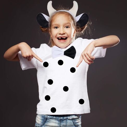 McFadyon 4 قطعة زي البقرة مجموعة آذان البقر عقال الأنف ربطة القوس فيونكة الذيل هالوين تأثيري فستان الملحقات in Kuwait