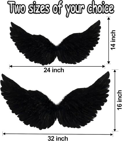 أجنحة KROMPG Black Angel Wings وHalo Black Wings للأطفال، أجنحة سوداء للنساء، أجنحة سوداء للهالوين (صغير) in Kuwait