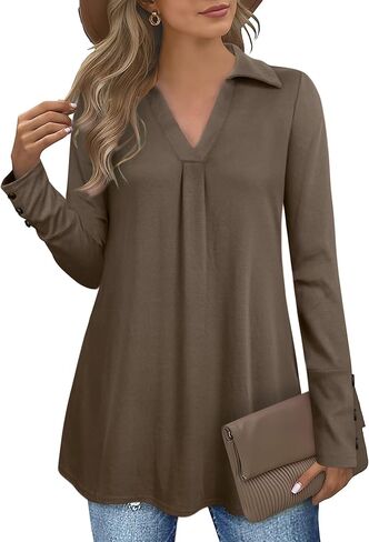 سترة نسائية من Vivilli برقبة على شكل حرف V وأكمام طويلة متأرجحة على شكل حرف A يمكن ارتداؤها مع السراويل الضيقة in Kuwait