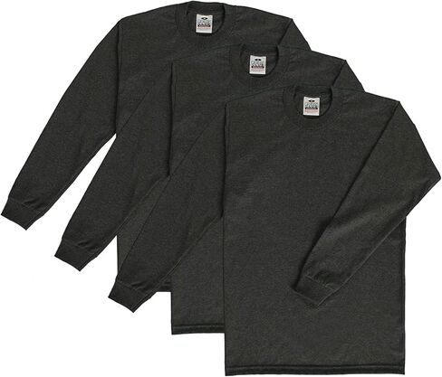 Pro Club Men's 3-Pack Heavyweight Cotton Long Sleeve Crew Neck T-Shirt in Kuwait