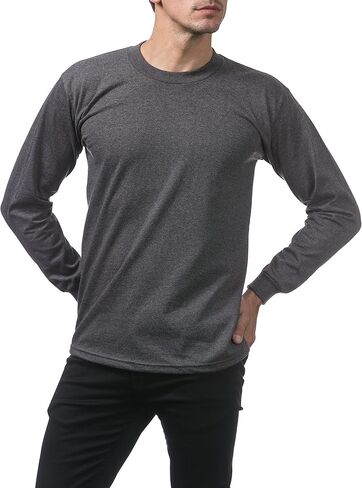 Pro Club Men's 3-Pack Heavyweight Cotton Long Sleeve Crew Neck T-Shirt in Kuwait