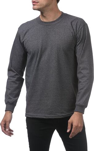 Pro Club Men's 3-Pack Heavyweight Cotton Long Sleeve Crew Neck T-Shirt in Kuwait