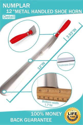 Metal Shoe Horn, Long Handled Shoehorn for Men, Women, Kids, Seniors, Pregnancy, Boots and Shoes, Heavy Duty Stainless Steel with Silicone Lanyard(Blue 2Packs) in Kuwait