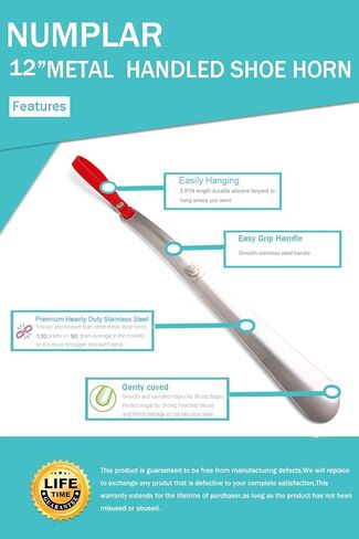 Metal Shoe Horn, Long Handled Shoehorn for Men, Women, Kids, Seniors, Pregnancy, Boots and Shoes, Heavy Duty Stainless Steel with Silicone Lanyard(Blue 2Packs) in Kuwait