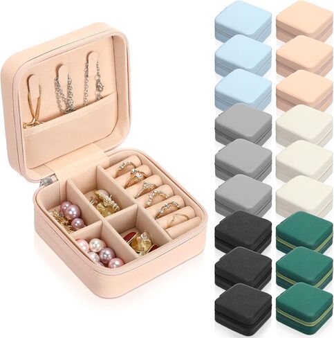 Kigeli 18 Pcs Mini Travel Jewelry Case Portable Small Jewelry Box Bridesmaid Gifts, PU Leather Travel Earring Case Organizer Display Storage Box Jewellery Accessories for Rings Necklaces Gifts in Kuwait