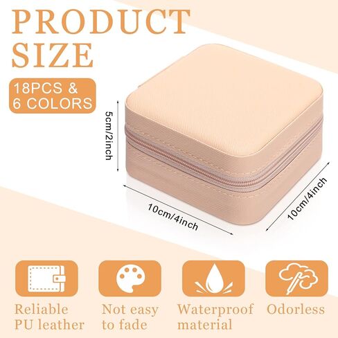 Kigeli 18 Pcs Mini Travel Jewelry Case Portable Small Jewelry Box Bridesmaid Gifts, PU Leather Travel Earring Case Organizer Display Storage Box Jewellery Accessories for Rings Necklaces Gifts in Kuwait