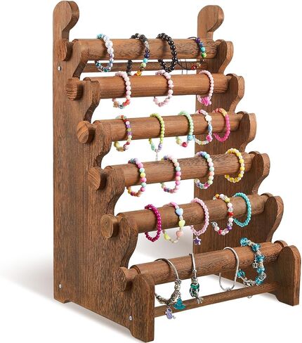 Marsui Wooden Bracelet Stand and Display 6 Tier Bracelet Holder Bracelet Organizer Bracelet Displays for Selling Bracelet Stand for Jewelry Bangle Watch Store Showcase Home Storage Display in Kuwait