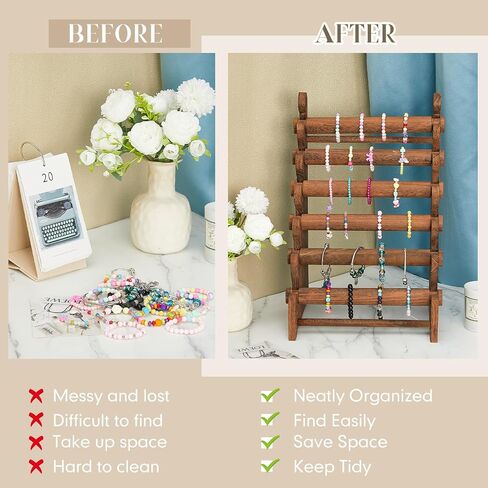 Marsui Wooden Bracelet Stand and Display 6 Tier Bracelet Holder Bracelet Organizer Bracelet Displays for Selling Bracelet Stand for Jewelry Bangle Watch Store Showcase Home Storage Display in Kuwait
