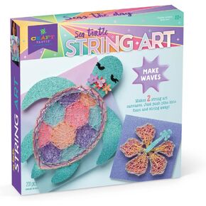Craft-tastic — String Art Sea Turtle for 2 Fun Craft Projects — Sea Turtle and Hibiscus Flower — Ages 10+