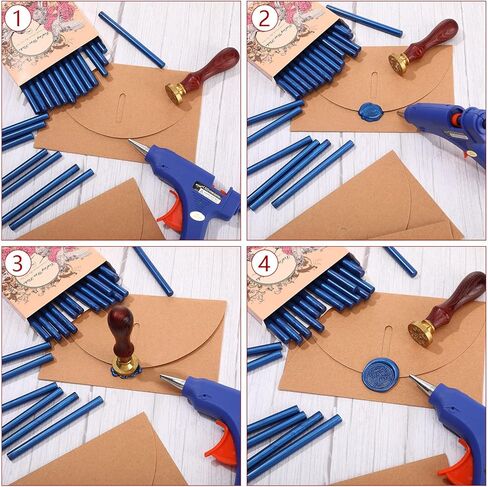 Containlol 24 Pcs Glue Gun Sealing Wax Sticks for Seal Mini Envelope Glue Gun Sealing Wax for Wedding Invitations Cards Envelopes Snail Mails Wine Packages(Bronze) in Kuwait