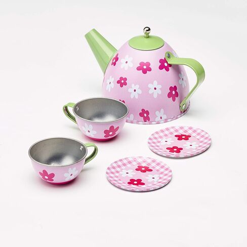 Badger Basket Tea Time Toy Metal Doll Table and Chair Set with Accessories for 18 inch Dolls - Silver/Pink/Multi in Saudi Arabia