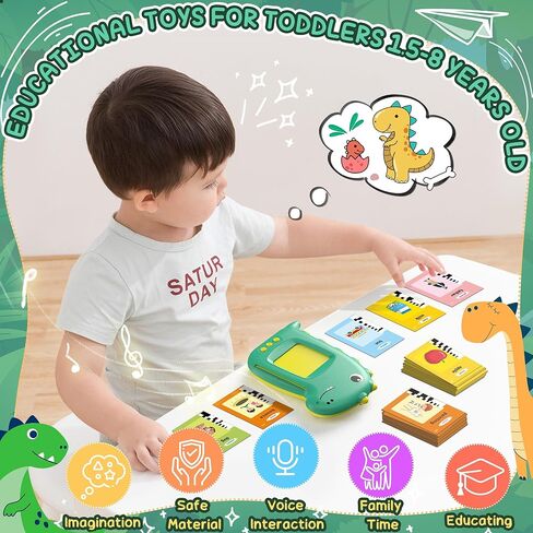 Kids Toddler Toys, Birthday for Kids, Montessori Toys, Sensory Toys Educational Learning Toys Gifts for Children, 224 Sight Words Dinosaur Talking Flash Cards for 2 3 4 5 6 Boys Girls in Kuwait