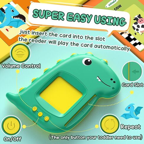 Kids Toddler Toys, Birthday for Kids, Montessori Toys, Sensory Toys Educational Learning Toys Gifts for Children, 224 Sight Words Dinosaur Talking Flash Cards for 2 3 4 5 6 Boys Girls in Kuwait