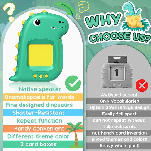 Kids Toddler Toys, Birthday for Kids, Montessori Toys, Sensory Toys Educational Learning Toys Gifts for Children, 224 Sight Words Dinosaur Talking Flash Cards for 2 3 4 5 6 Boys Girls in Kuwait