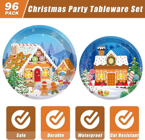 96 قطعة من أطباق حفلات حلوى النعناع لعيد الميلاد، عيد ميلاد سعيد أحمر أخضر حلويات زينة الحفلات لوازم لعطلة الشتاء وعيد الميلاد وحفلات استقبال المولود الجديد وحفلات أعياد الميلاد، مناديل ورقية، تقدم 24 قطعة in Kuwait
