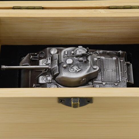 TANG DYNASTY 1:72 M4 Sherman Medium Tank Model Full Metal with Bamboo Gift Box,World War II U.S. Army Diecast Tank Model for Collecting and Gift (Silver) in Saudi Arabia