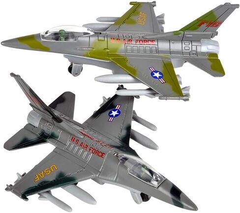 ArtCreativity Diecast F-16 Fighting Falcon Jets with Pullback Mechanism, Set of 2, Diecast Metal Jet Plane Fighter Toys for Boys, Air Force Military Cake Decorations, Aviation Party Favors in Saudi Arabia