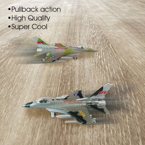 ArtCreativity Diecast F-16 Fighting Falcon Jets with Pullback Mechanism, Set of 2, Diecast Metal Jet Plane Fighter Toys for Boys, Air Force Military Cake Decorations, Aviation Party Favors in Saudi Arabia