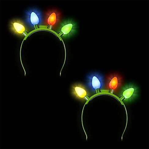 عصابة الرأس المضيئة من شركة Dreidel مع مصابيح LED ملونة، 6 أوضاع وامضة، هدية لحفلات عيد الميلاد للأطفال، 8 بوصة in Kuwait