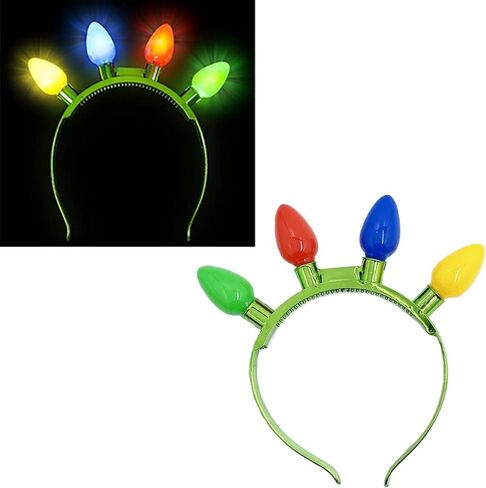 عصابة الرأس المضيئة من شركة Dreidel مع مصابيح LED ملونة، 6 أوضاع وامضة، هدية لحفلات عيد الميلاد للأطفال، 8 بوصة in Kuwait