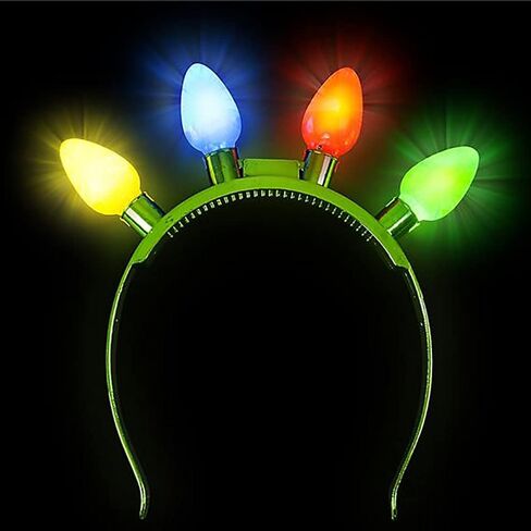 عصابة الرأس المضيئة من شركة Dreidel مع مصابيح LED ملونة، 6 أوضاع وامضة، هدية لحفلات عيد الميلاد للأطفال، 8 بوصة in Kuwait