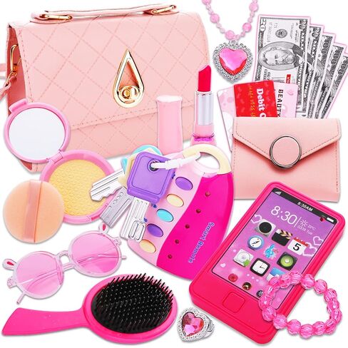 Alloytop Kids Makeup Kit for Girl: Cute Kids' Dress Up & Pretend Play Cosmetics Make up Purse Bag Toy Cell Phone Wallet Accessories Kit Gifts Princess Ages 6 7 8 9 10 11 12 Years Old in Kuwait