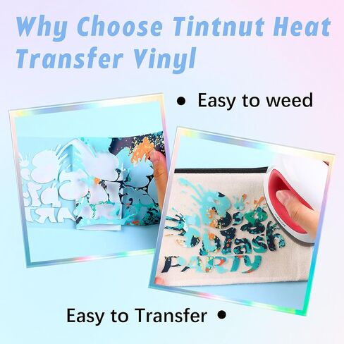 فينيل ناقل للحرارة من Tintnut Splash - 16 ورقة مقاس 10 × 12 بوصة بحبر HTV ألوان مائية على الفينيل لملابس القمصان والقبعات، من أجل Cricut & Silhouette Cameo in Kuwait