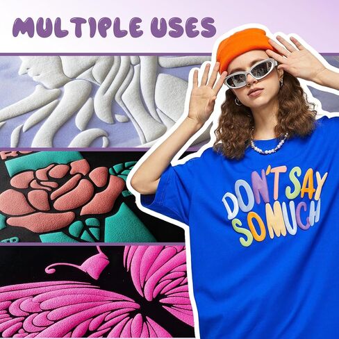 xTool Puff Vinyl Heat Transfer 3D - 14 Sheets 12"x 10" Puff HTV Heat Transfer Vinyl, 12 Assorted Color Foaming Iron On Vinyl for T-Shirts, Puffy HTV Compatible with xTool M1, Cricut, Silhouette Cameo in Kuwait