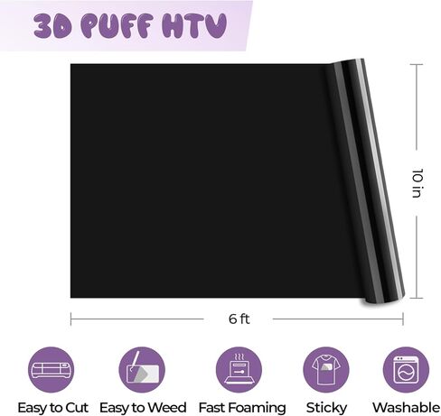 xTool Puff Vinyl Heat Transfer 3D - 14 Sheets 12"x 10" Puff HTV Heat Transfer Vinyl, 12 Assorted Color Foaming Iron On Vinyl for T-Shirts, Puffy HTV Compatible with xTool M1, Cricut, Silhouette Cameo in Kuwait