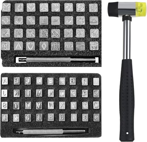 71 قطعة من ادوات الختم المصنوعة من الجلد تتضمن 68 قطعة من طوابع الحرف الابجدية والارقام والانماط والنحت والجلد، قطعتين من ادوات ثقب الجلد ومطرقة مطاطية للحرف اليدوية الجلدية in Kuwait