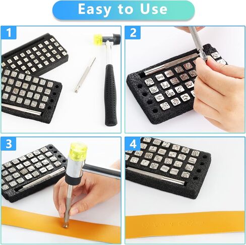 71 قطعة من ادوات الختم المصنوعة من الجلد تتضمن 68 قطعة من طوابع الحرف الابجدية والارقام والانماط والنحت والجلد، قطعتين من ادوات ثقب الجلد ومطرقة مطاطية للحرف اليدوية الجلدية in Kuwait