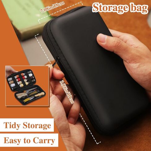 طقم خياطة إصلاح المفروشات الجلدية من TLKKUE، أدوات ولوازم صناعة الجلود، مجموعة عمل جلدية مع خيط مشمع، إبر خياطة شديدة التحمل، كشتبان للأحذية، إصلاح السجاد والأريكة والخياطة in Kuwait