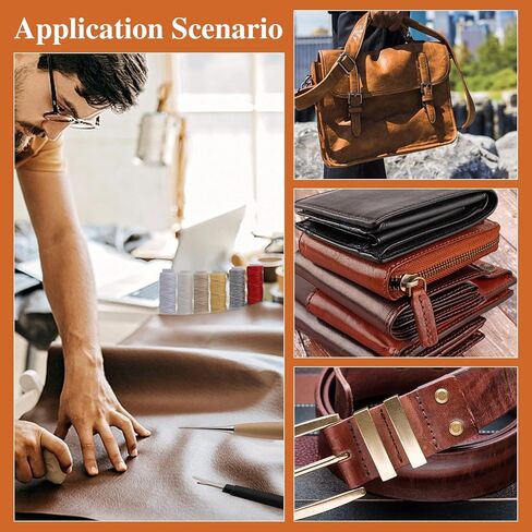 طقم خياطة إصلاح المفروشات الجلدية من TLKKUE، أدوات ولوازم صناعة الجلود، مجموعة عمل جلدية مع خيط مشمع، إبر خياطة شديدة التحمل، كشتبان للأحذية، إصلاح السجاد والأريكة والخياطة in Kuwait