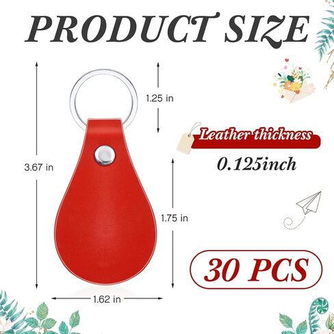Taiyin 30 Pcs Leather Key Fob Kit PU Leather Keychain Blanks, Khaki in Kuwait