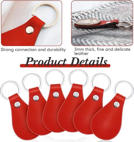 Taiyin 30 Pcs Leather Key Fob Kit PU Leather Keychain Blanks, Khaki in Kuwait