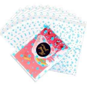 100 Pcs Star Printed 5"X 7" Gift Wrap Cello Cellophane Treat Bags Party Favor bags Clear Candy Cookie Bag Plastic Poly Goodie Storage Bag with Twist Ties for Bakery,Birthday, Wedding ,Party Decorations (Gold) in Saudi Arabia