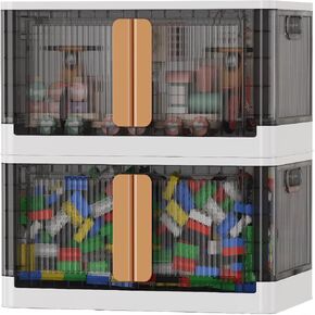 Sineda 4 عبوات تخزين مع أغطية - 8.4 جالون صناديق تخزين قابلة للطي مع عجلات وأبواب، صناديق تخزين قابلة للتكديس للملابس والبطانيات والكتب والفراش والألعاب. (8.4 جالون - 4 عبوات، أخضر) in Kuwait