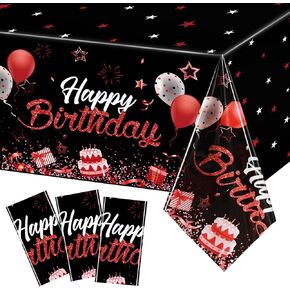 Breling 3 Pack Birthday Party Supplies Confetti Sprinkles Happy Birthday Tablecloths Starry Table Covers for Kids Adults Birthday Party Decorations, 54 x 108 Inches (Purple and Black) in Kuwait