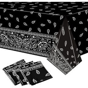 K1tpde 3PCS Bandana Party Tablecloths, Cholo Gangsta Theme Bandana Table Covers, Bandana Plastic Tablecloth, Cholo Themed Western Party Decorations for Adult, Red, White, Black Party Tablecloths in Kuwait