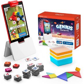 Osmo - Genius Starter Kit for Fire Tablet - 5 ألعاب تعليمية تعليمية - للأعمار من 6 إلى 10 سنوات - التهجئة والرياضيات والإبداع - هدايا ألعاب العلوم والتكنولوجيا والهندسة والرياضيات - للأولاد والبنات للأعمار 6 7 8 9 10 (قاعدة الكمبيوتر اللوحي Osmo Fire متضم